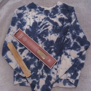 Old Navy Blue Tie-Dye Crewneck Jacket And Cherry Moon Incense Sticks With Holder